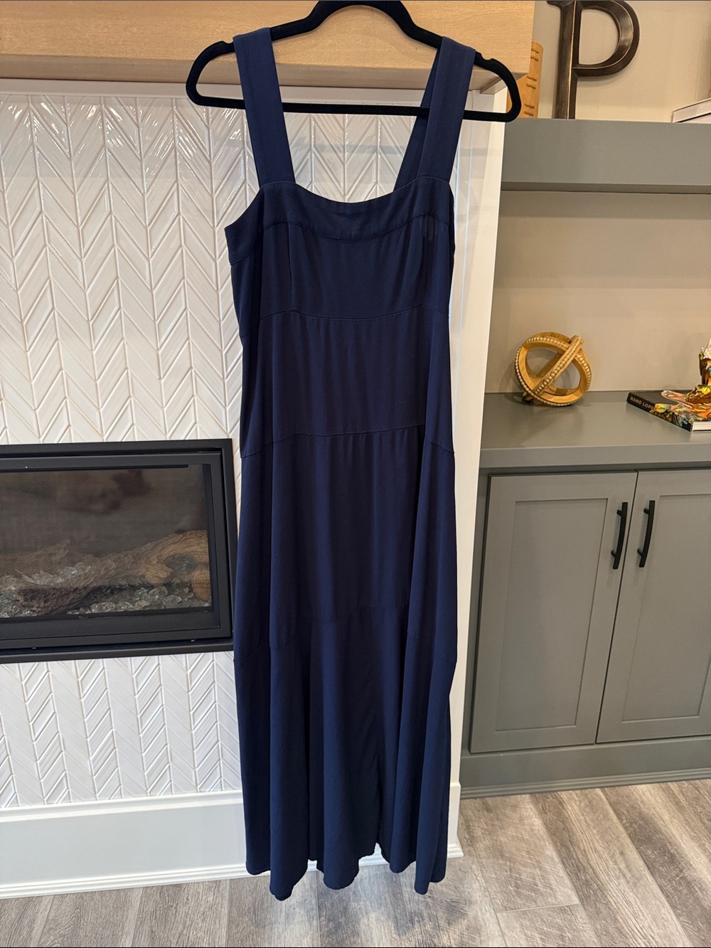 Vince Camuto Navy Wide-Strap Maxi Dress